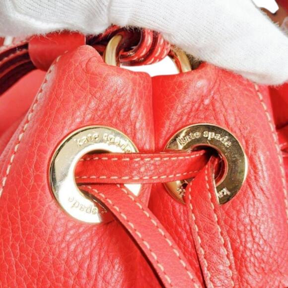 Kate Spade handbag tote bag, drawstring style, leather, red